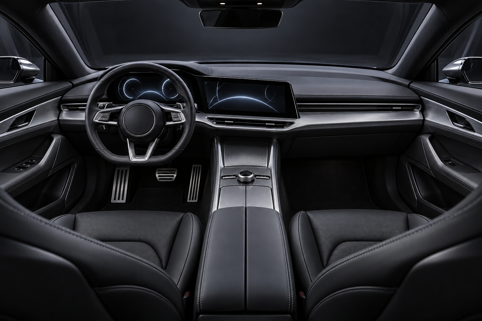 VELARIS cockpit master concept: dark leather, brushed metal and a clean dashboard